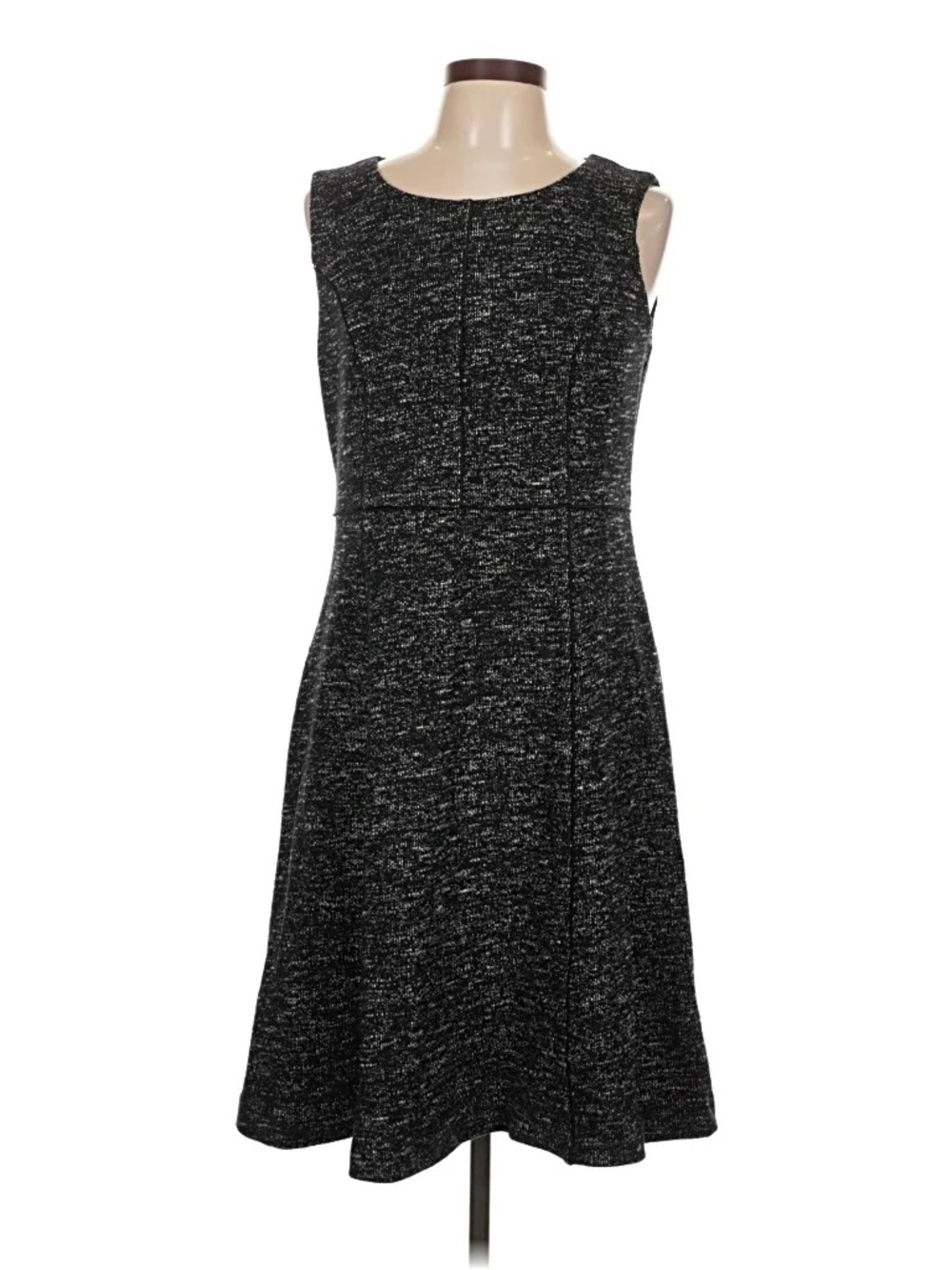 Talbots Gray Textured Sleeveless A-Line Midi Dress